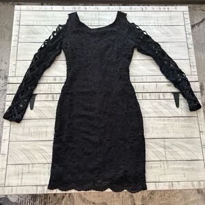 Black lace mini dress